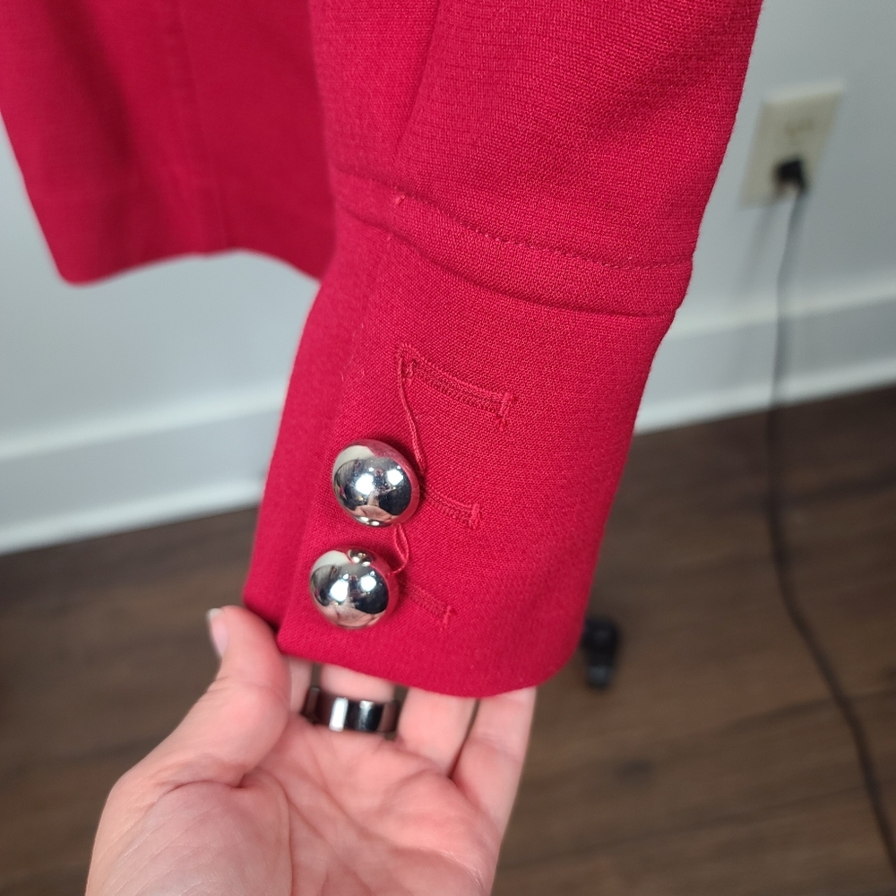 White House Black Market Berry Red Military Inspired Pea Coat M - Picture 16 of 16
